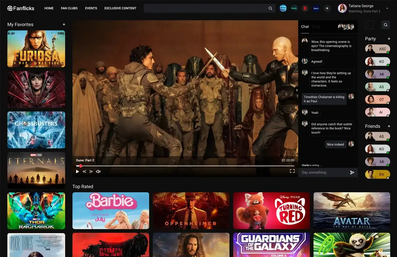 FanFlick online video streaming platform design emphasizing content discovery